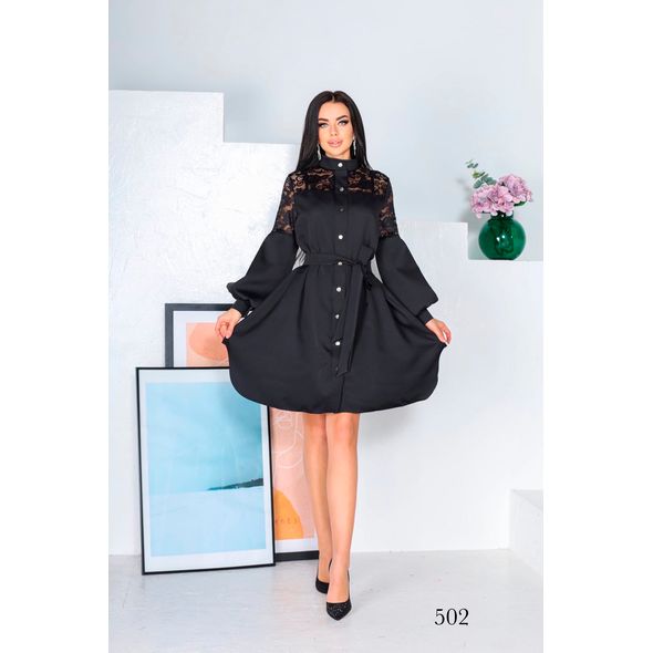 Платье-туника черного цвета 502, Цвет: Черный, Размер: S-M (42-44 UKR), фото 