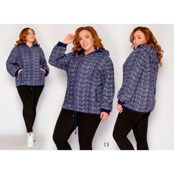 Жіноче коротке пальто з капюшоном синій 13, Колір: Синій, Розмір: 56-60, фото 