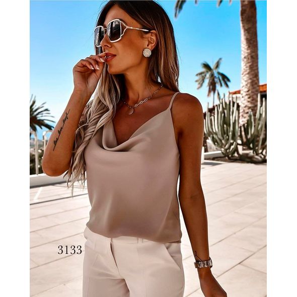 Блузка бежева на лямках 3133, Колір: Бежевий, Розмір: 42-46, фото 