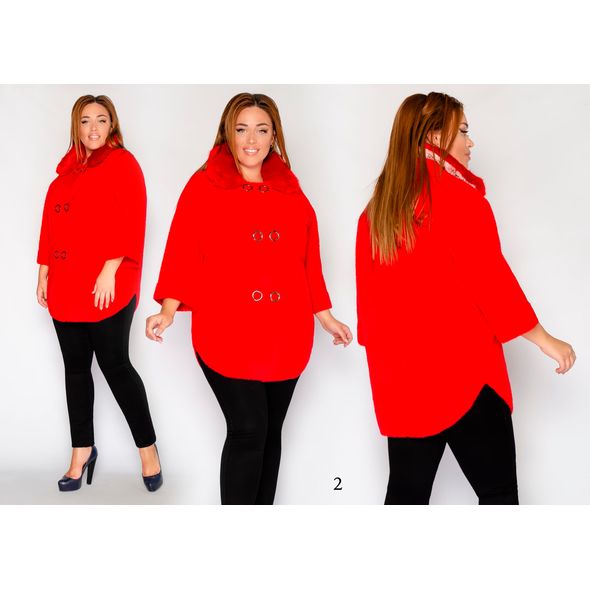 Жіноче пальто коротке колір червоний 2, Колір: Червоний, Розмір: 50-56, фото 