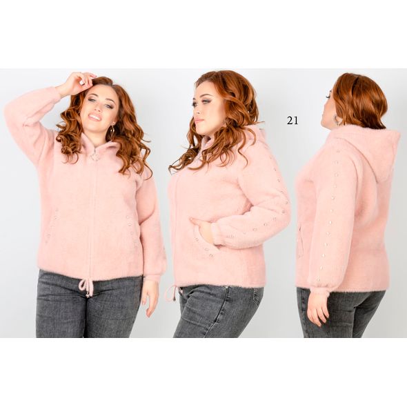 Жіноче коротке пальто з альпака колір пудра 21, Колір: Пудра, Розмір: 48-54, фото 