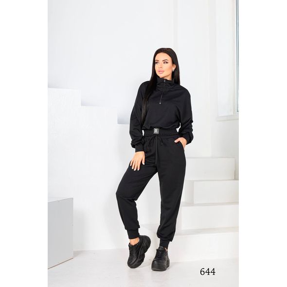 Жіночий спортивний костюм чорний 644, Колір: Чорний, Розмір: s-m, фото 