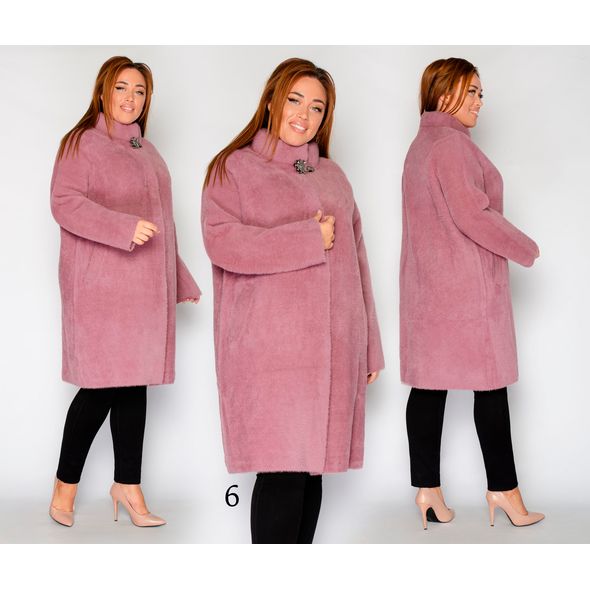 Пальто женское большого размера цвет пудра 6, Цвет: Пудра, Размер: 52-60 UKR (One size), фото 