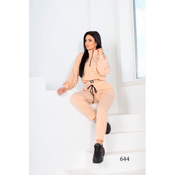 Жіночий спортивний костюм бежевий 644, Колір: Бежевий, Розмір: s-m, фото 