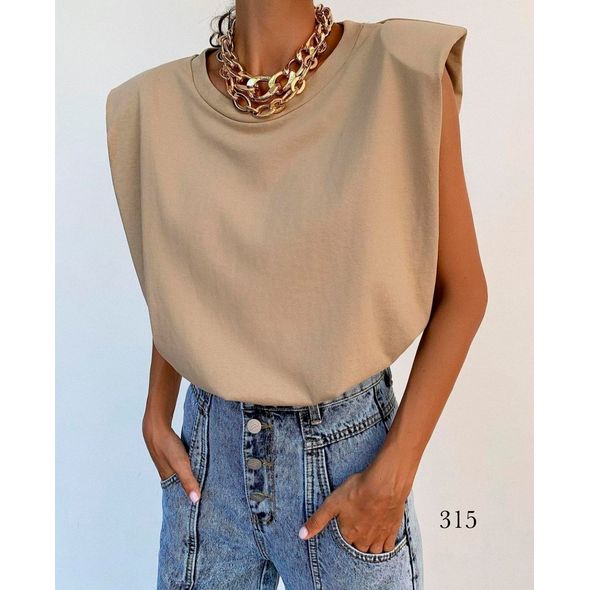 Женская футболка бежевая 315​, Цвет: Бежевый, Размер: 42-46 UKR (One size), фото 