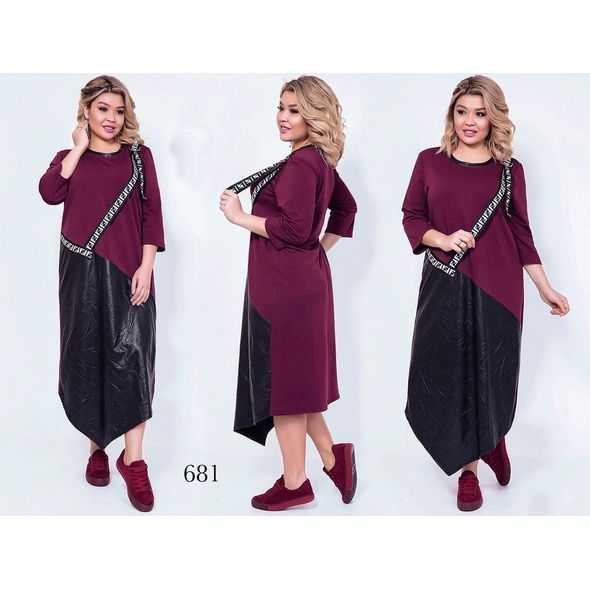 Плаття-туніка асиметрична бордо 681, Колір: Бордовий, Розмір: 50-52, фото 