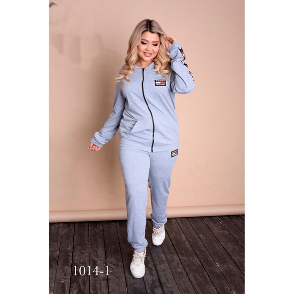 Жіночий спортивний костюм сірий великого розміру 1014-1, Колір: Сірий, Розмір: 48, фото 