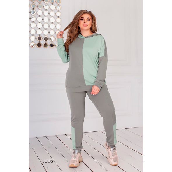Жіночий спортивний костюм для повних ментол 1016, Колір: Ментол, Розмір: s-m, фото 