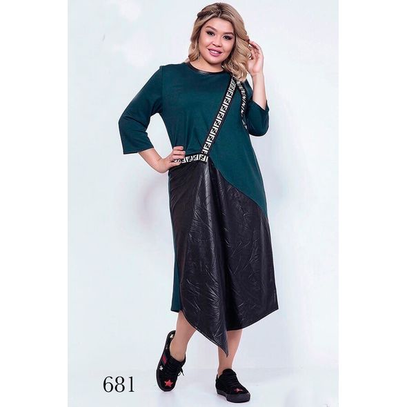 Платье-туника асимметричная бутылка 681, Цвет: Бутылка, Размер: 50-52 UKR, фото 