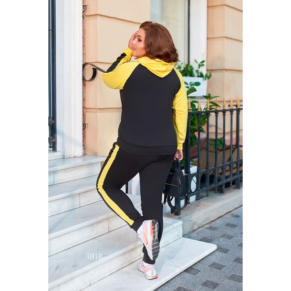 Женский спортивный костюм большого размера желтый 1018, Цвет: Желтый , Размер: 48-50 UKR, фото , изображение 2
