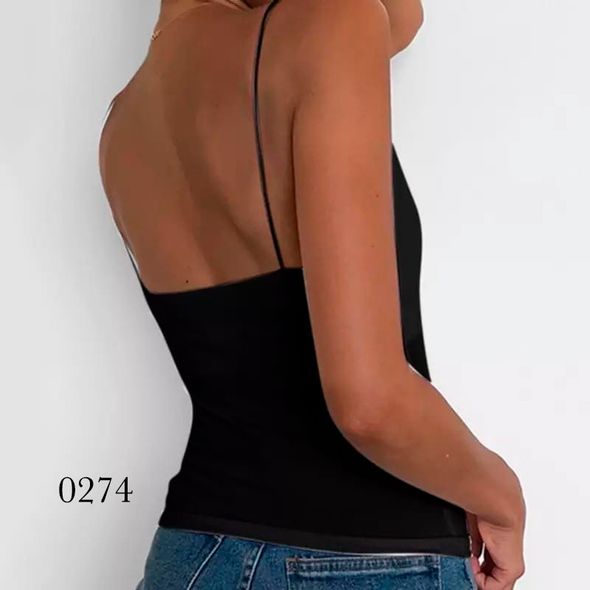 Женская майка на бретельках цвет черный 0274, Цвет: Черный, Размер: S-M (42-44 UKR), фото , изображение 2