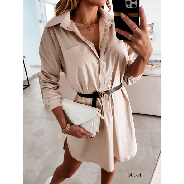 Жіноча сорочка бежева 30184, Колір: Бежевий, Розмір: s-m, фото 