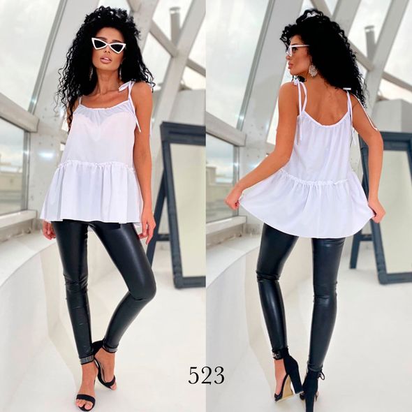 Блузка белая женская на лямках 523, Цвет: Белый, Размер: S-M (42-44 UKR), фото 