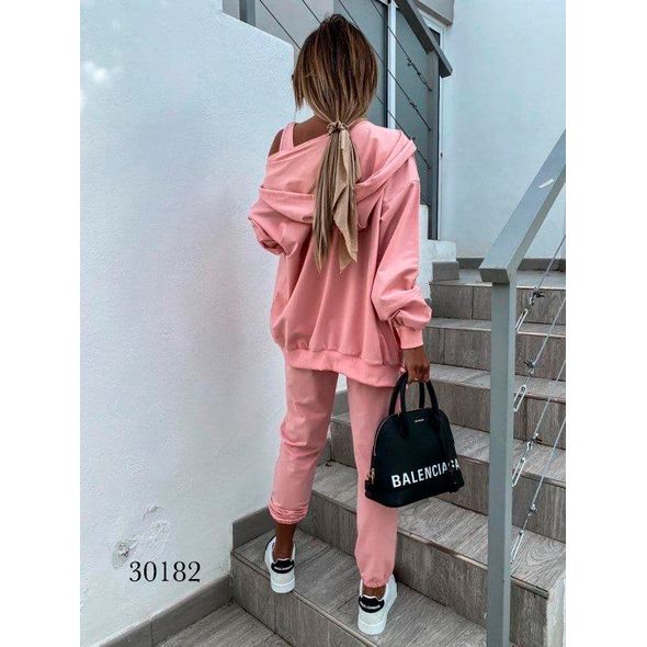 Жіночий спортивний костюм трійка колір пудра 30182, Колір: Пудра, Розмір: s-m, фото , зображення 2