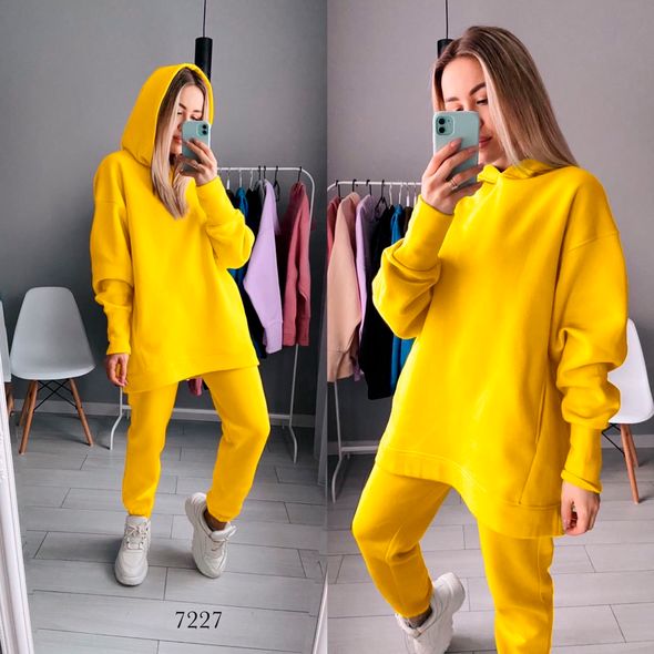 Жіночий спортивний костюм лимонний кофта вільна і штани 7227, Колір: Лимонний, Розмір: s-m, фото 