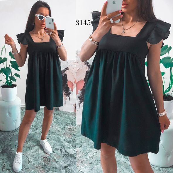 Стильные сарафан черный свободного кроя 3145, Цвет: Черный, Размер: 42-46 UKR (One size), фото 