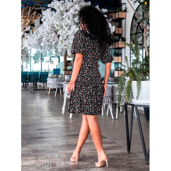 Платье женское черное в мелкий цветок 17138, Цвет: Черный, Размер: S-M (42-44 UKR), фото , изображение 2