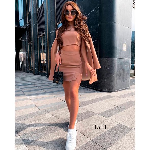 Женский костюм тройка мокко 1511, Цвет: Мокко, Размер: S-M (42-44 UKR), фото 