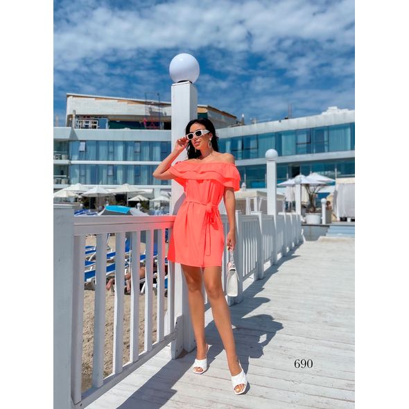 Сукня з відкритими плечима колір помаранчевий 690, Колір: Помаранчевий, Розмір: 46-48, фото , зображення 2