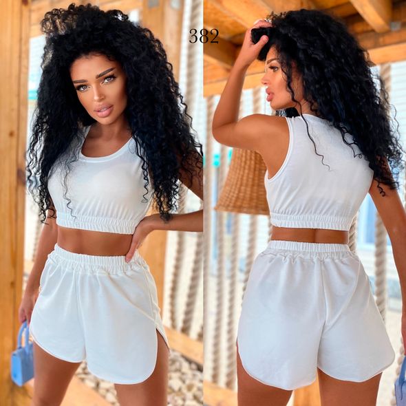 Жіночий літній костюм шорти і топік колір білий 382, Колір: Білий, Розмір: s-m, фото 