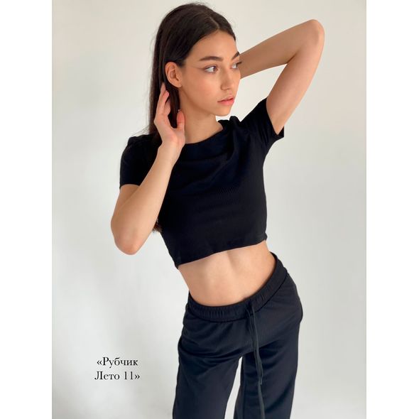 Жіночий костюм топік і штани колір чорний «Рубчик Лето 11», Колір: Чорний, Розмір: s-m, фото , зображення 2