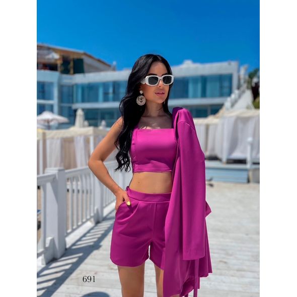 Жіночий костюм трійка колір фуксія 691, Колір: Фуксія, Розмір: s-m, фото 