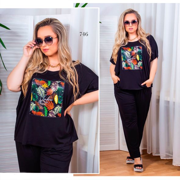 Женская футболка большого размера цвет черный 746, Цвет: Черный, Размер: 56-58 UKR, фото 