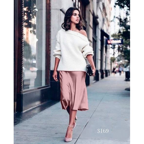 Спідниця армані шовк колір пудра 3169, Колір: Пудра, Розмір: 42-46, фото 