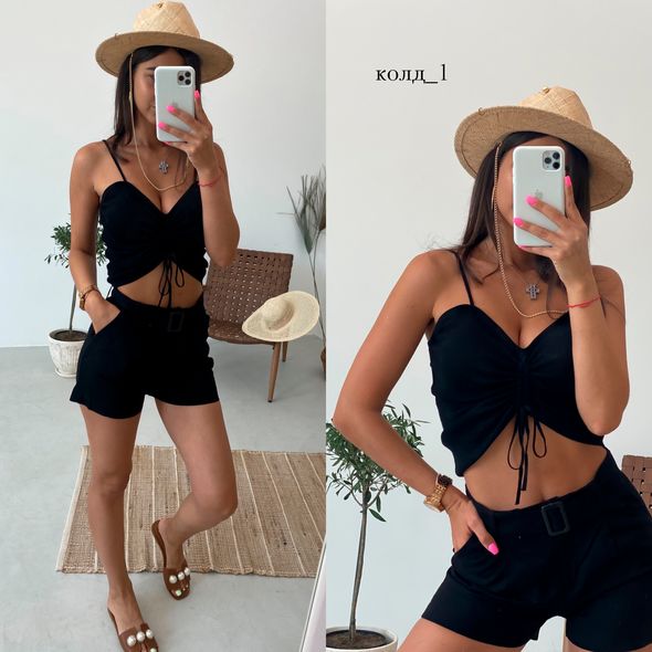 Жіночий топік чорний колд_1, Колір: Чорний, Розмір: 42-46, фото 