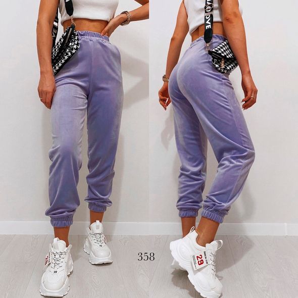 Женские спортивные штаны велюровые фиолетовые 358, Цвет: Фиолетовый, Размер: 50-52 UKR, фото 