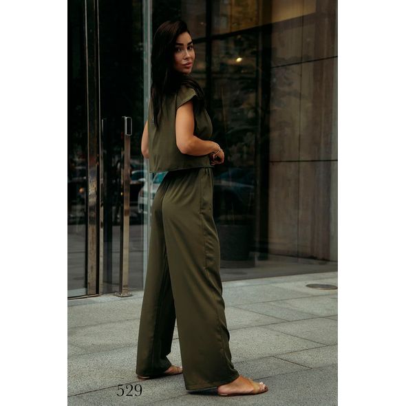 Жіночий костюм блузка і штани колір хакі 529, Колір: Хакі, Розмір: s-m, фото , зображення 2