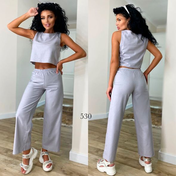 Женский костюм блузка и укороченные брюки цвет серый 530, Цвет: Серый, Размер: S-M (42-44 UKR), фото 