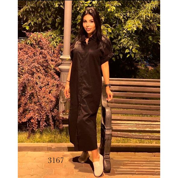 Платье-рубашка черная 3167, Цвет: Черный, Размер: 42-46 UKR (One size), фото 