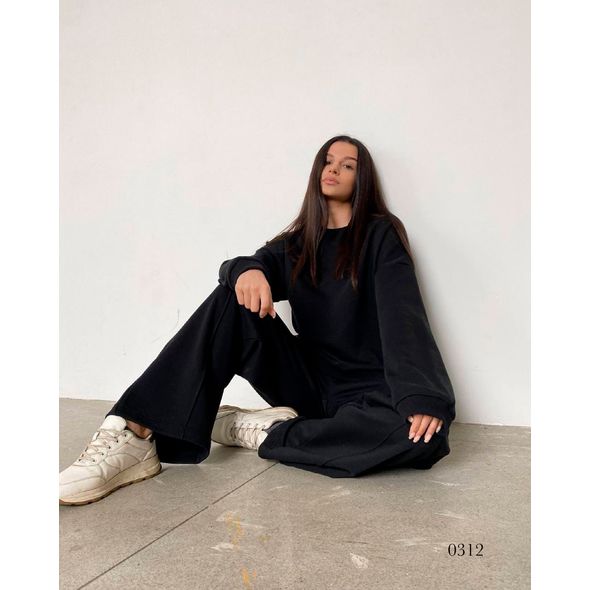 Женский костюм прогулочный черный 0312, Цвет: Черный, Размер: M-L (44-46 UKR), фото 