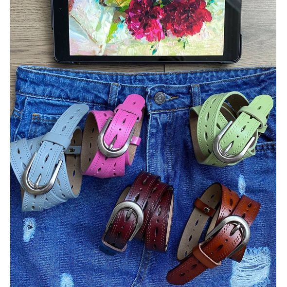 Жіночий шкіряний ремінь коричневий 4004-6, Колір: Коричневий, Довжина: 110 см, фото 