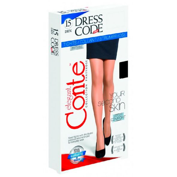 Conte Dress Code 15 Den жіночі найтонші класичні колготки Nero чорні, Колір: Чорний, Розмір: 3, фото 