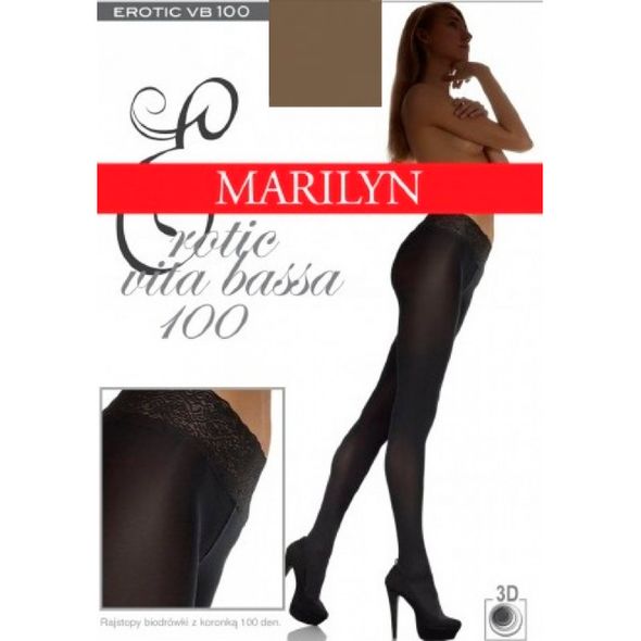 Marilyn Erotic 100 Den Vita Bassa Latte жіночі колготки з м'якої мікрофібри з низькою талією коричневі, Колір: Коричневий, Розмір: 2, фото 