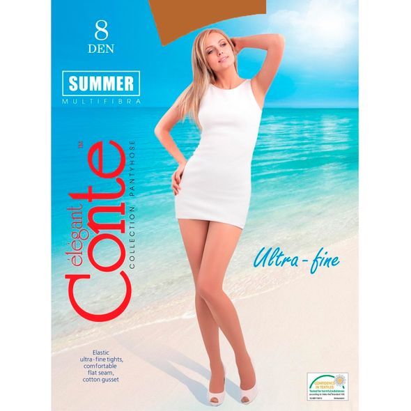 Conte Summer 8 Den тончайшие классические летние колготки Bronz цвет загара, Цвет: Загар, Размер: 2, фото 