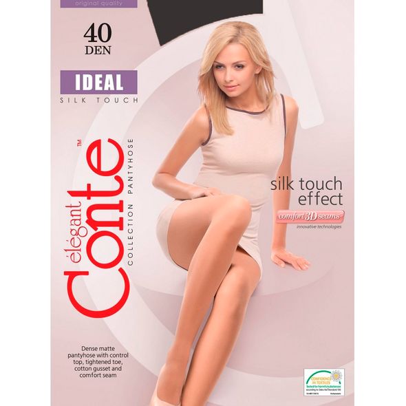 Conte Ideal 40 Den женские классические колготки с поддерживающими шортиками Grafit темно-серый, Цвет: Темно-серый, Размер: 3, фото 