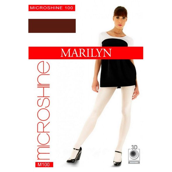Marilyn Microshine 100 Den женские колготки с 3D плетением нити из микрофибры с эффектом блеска Bronz темно-коричневый, Цвет: Коричневый, Размер: 3/4, фото 