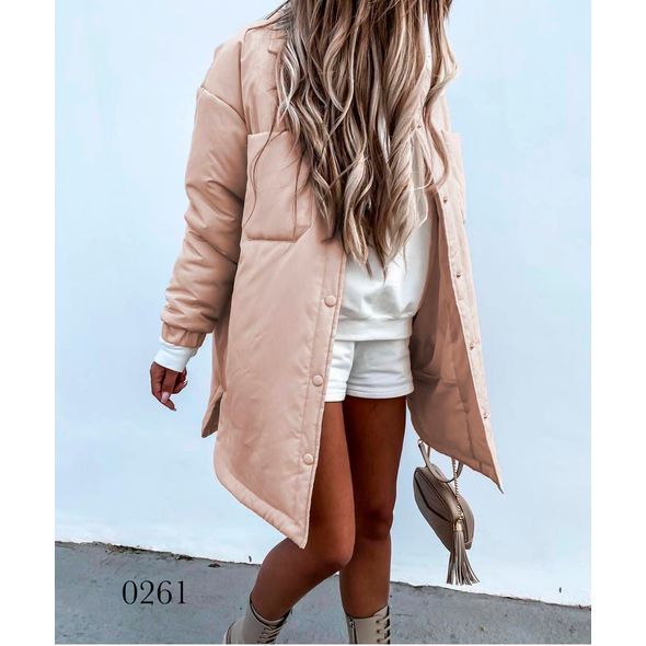 Женская куртка-рубашка бежевый 0261, Цвет: Бежевый, Размер: 42-46 UKR (One size), фото 