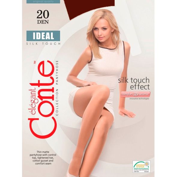 Conte Ideal 20 Den классические колготки с поддерживающими шортиками Bronz цвет загара, Цвет: Загар, Размер: 3, фото 