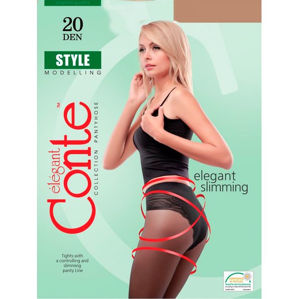 Conte Style 20 Den тонкие корректирующие колготки с трусиками-бикини Natural светло-телесный, Цвет: Светло-телесный, Размер: 3, фото 