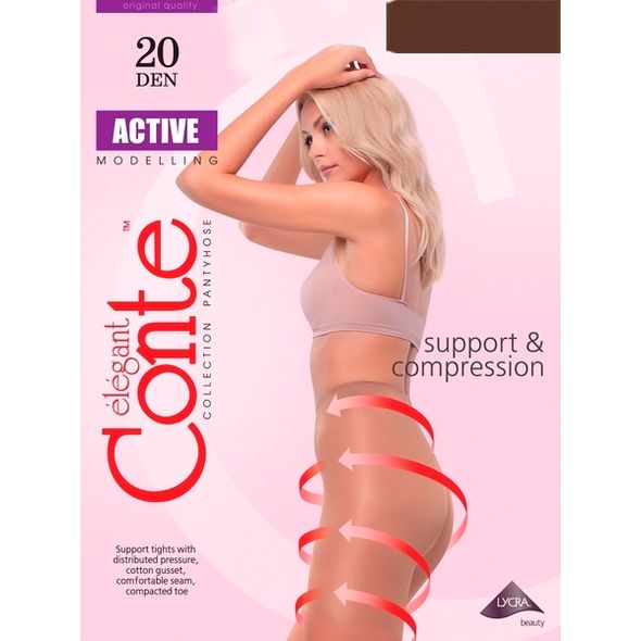 Conte Active 20 Den женские тонкие утягивающие колготки Shade кофейно-дымчатый, Цвет: Кофейно-дымчатый, Размер: 2, фото 