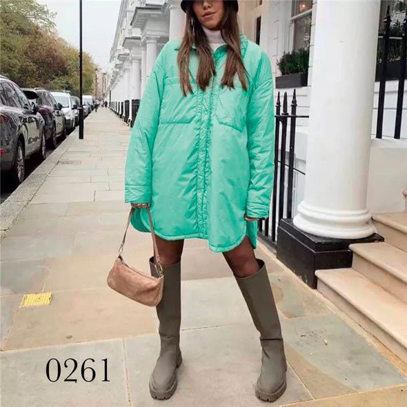 Жіноча куртка-сорочка м'ята 0261, Колір: М'ятний, Розмір: 42-46, фото 