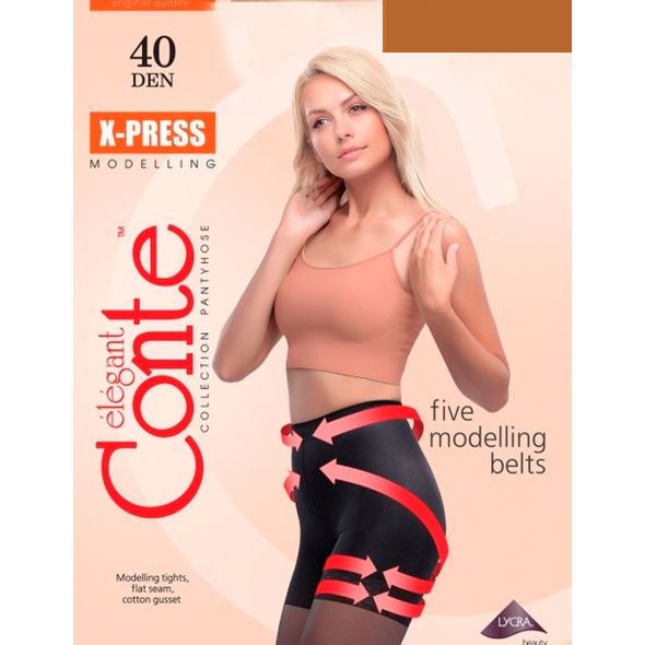 Conte X-Press 40 Den женские моделирующие колготки средней плотности Bronz цвет загара, Цвет: Загар, Размер: 3, фото 