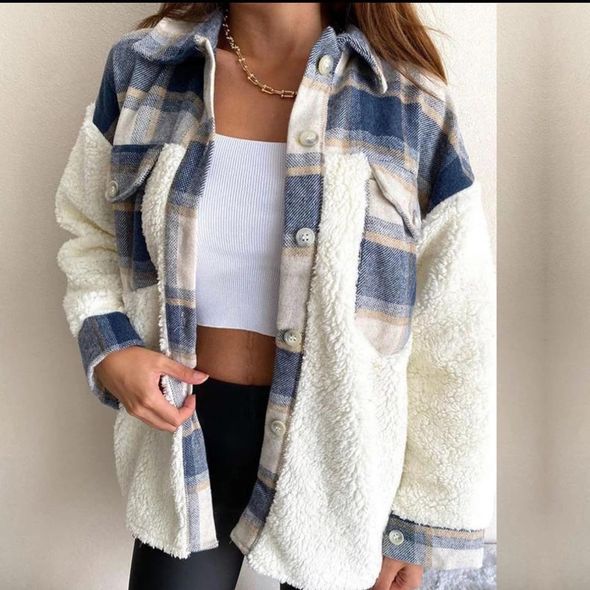 Сорочка жіноча в клітку в синю клітку 1585, Колір: Синій, Розмір: 42-46, фото 