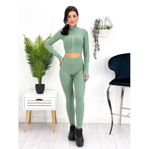 Жіночий прогулянковий костюм олива топік і лосини 699, Колір: Оливковий, Розмір: s-m, фото 