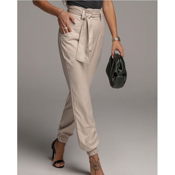 Замшевые брюки женские бежевого цвета 3180, Цвет: Бежевый, Размер: S-M (42-44 UKR), фото 