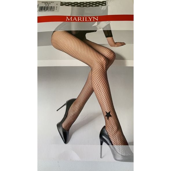 Marilyn Charly P11 женские фантазийные колготки в сетку черные, Цвет: Черный, Размер: 1/2, фото 
